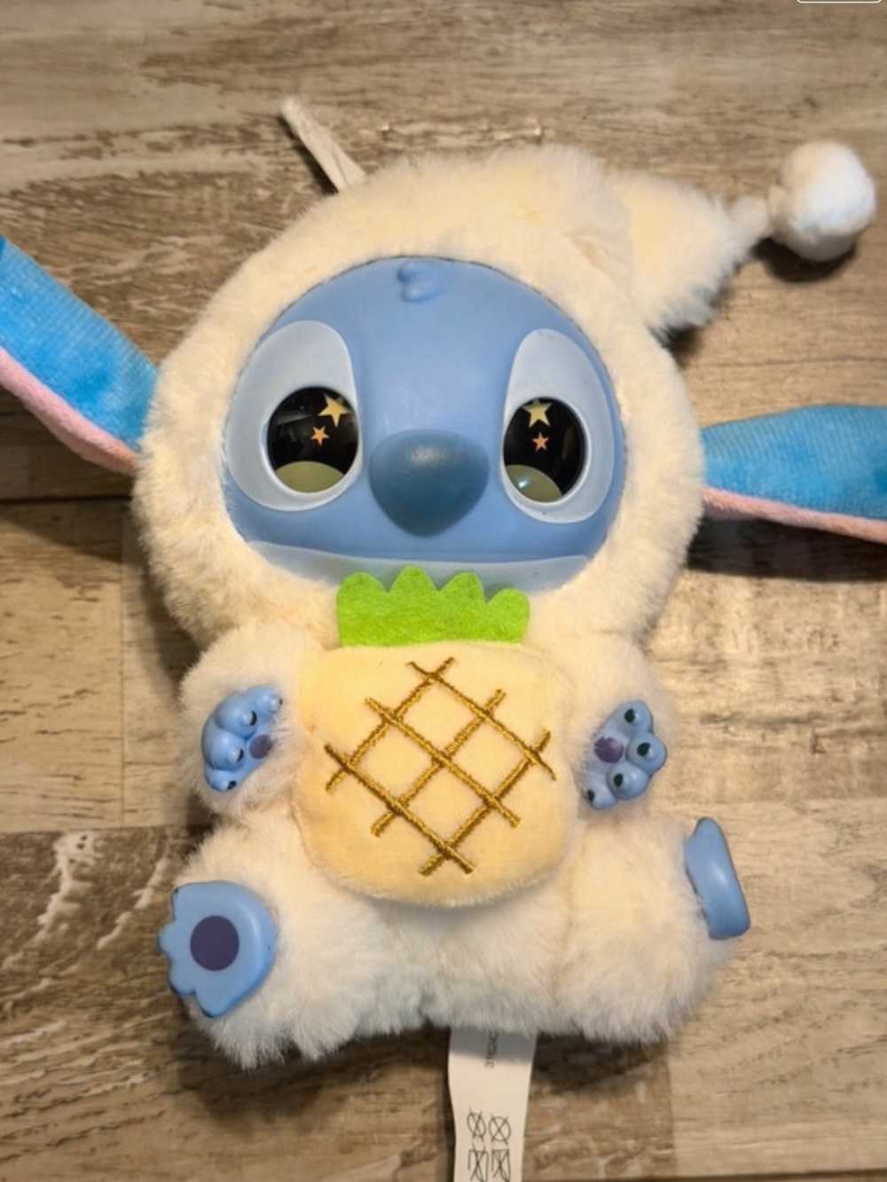 Plush Small kids Stitch  Toy in Cream with Blue Face and Pineapple Detail